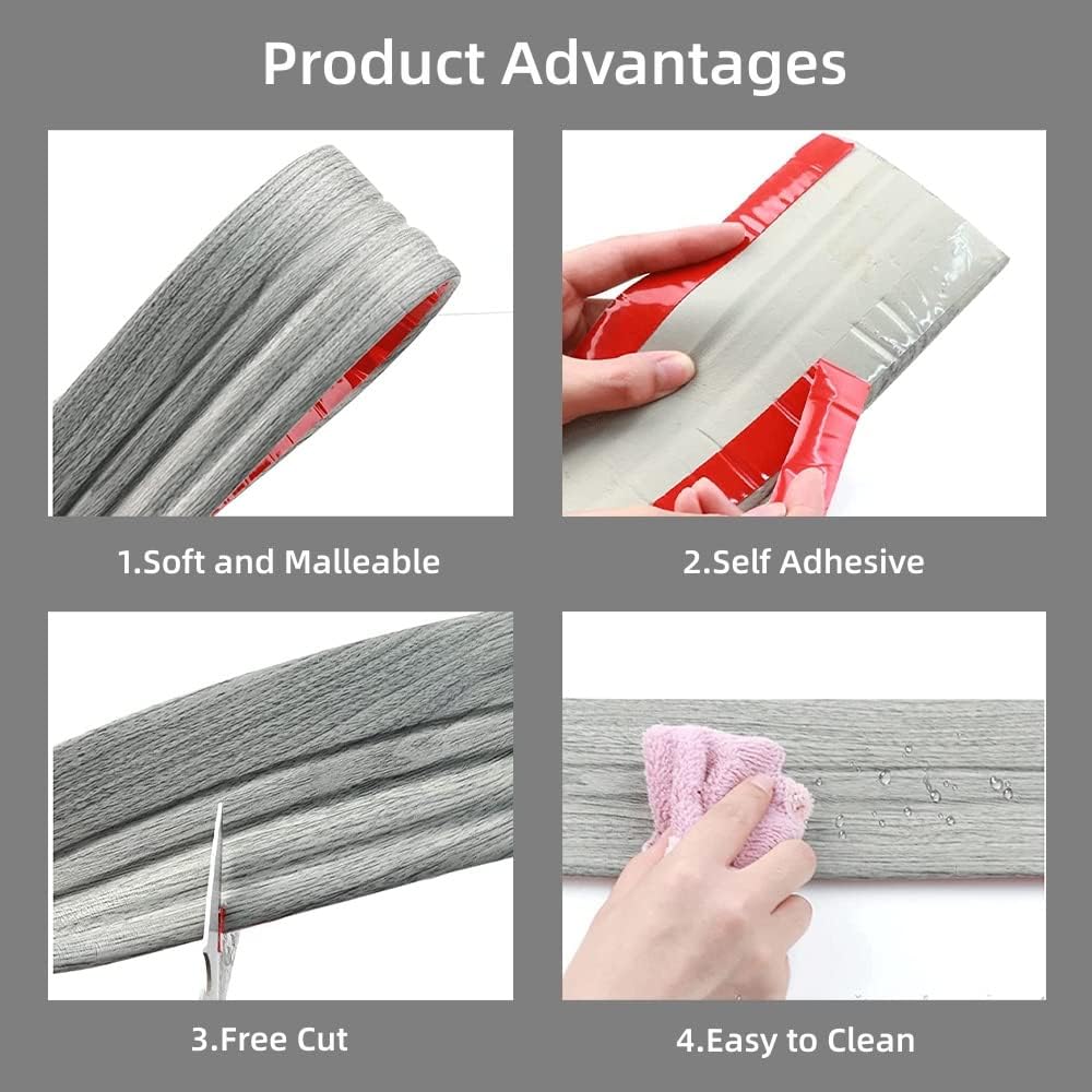 Moldura flexible para zócalo, 4 pulgadas de ancho x 9.8 pies de largo, base de pared de vinilo autoadhesivo, base de cala para despegar y pegar,