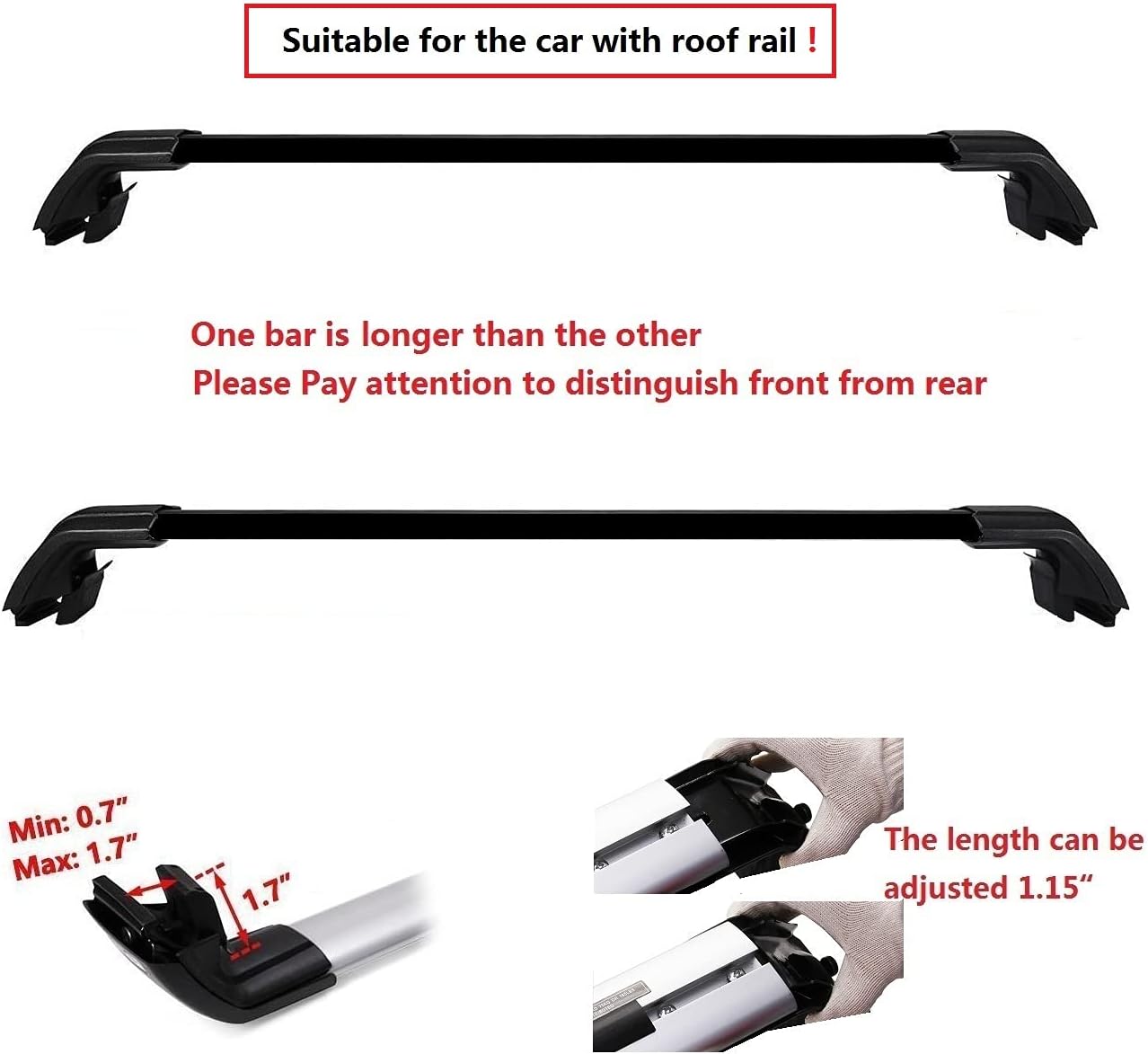 Portaequipajes con cerradura para Volkswagen VW ID.4 2021 2022 2023 2024 Barras transversales portaequipajes (negro)