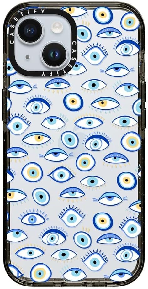 CASETiFY Impact – Funda para iPhone 15 4 veces probada contra caídas de grado militar, protección contra caídas de 8.2 pies  Estampado de ojos  azul