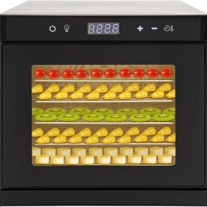 Máquina deshidratadora de alimentos para alimentos y cecina, temporizador digital ajustable de 24 horas, control de temperatura, capacidad de 6 Máquina deshidratadora de alimentos para alimentos y cecina, temporizador digital ajustable de 24 horas, control de temperatura, capacidad de 6