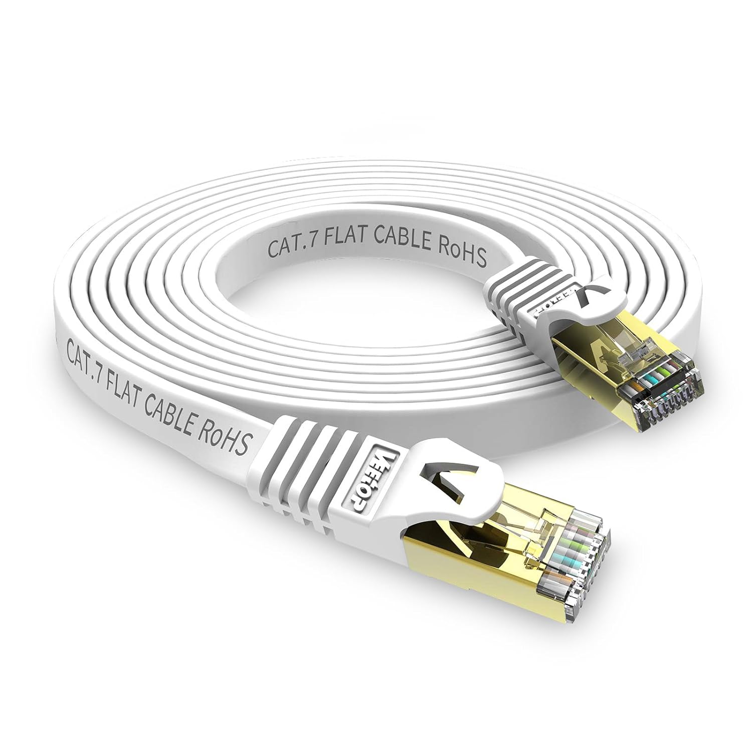 Veetop Cable Ethernet Cat7, cable Ethernet plano de 3.2 pies para exteriores e interiores, cable de Internet Cat 7 de alta velocidad de 10 Gbps, 750