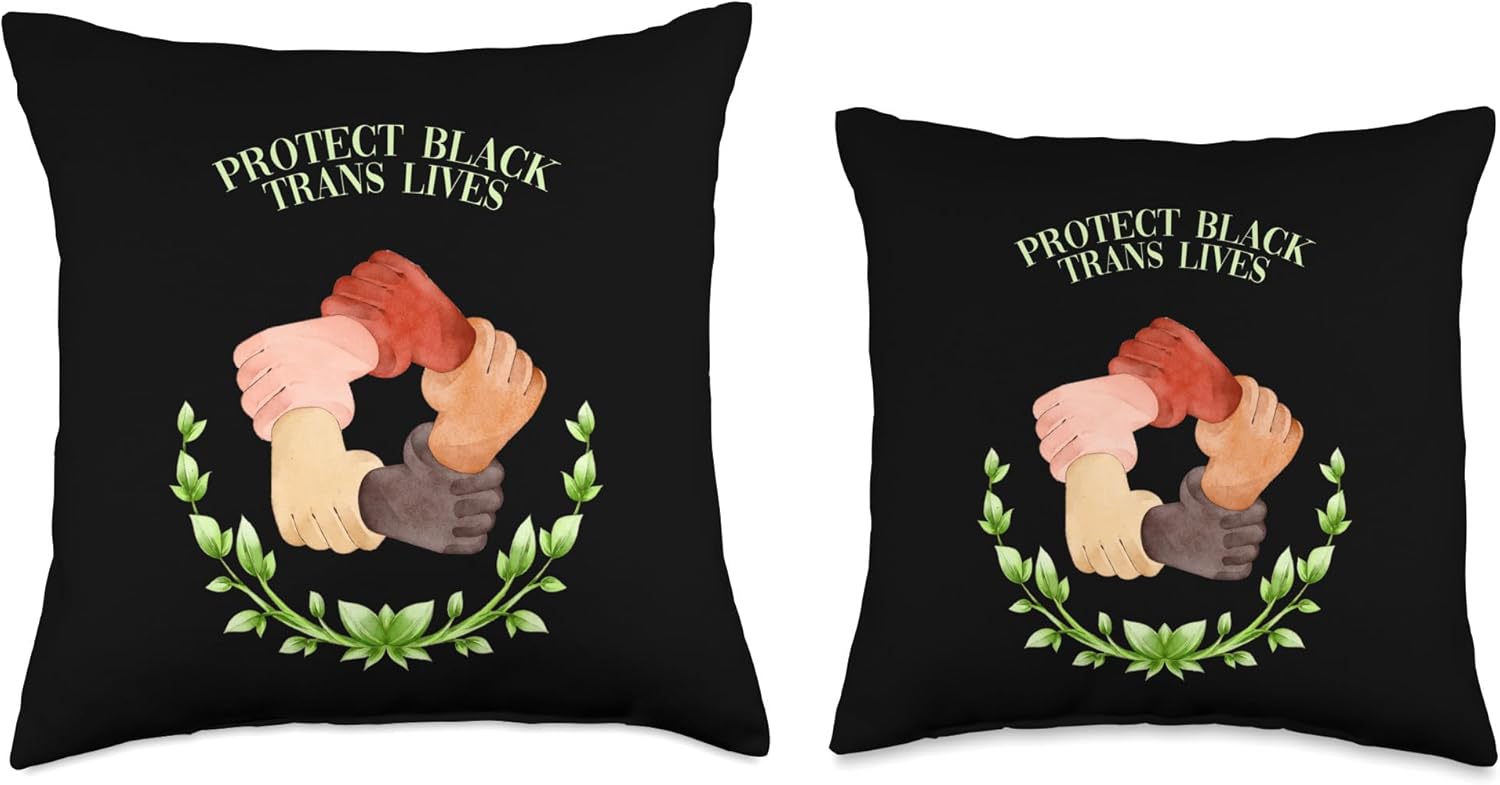 LGBT Equal Rights Black Pride African American Protect Black Trans Lives LGBTQ Human Rights Pride Freedom Throw Pillow, 18×18, Multicolor