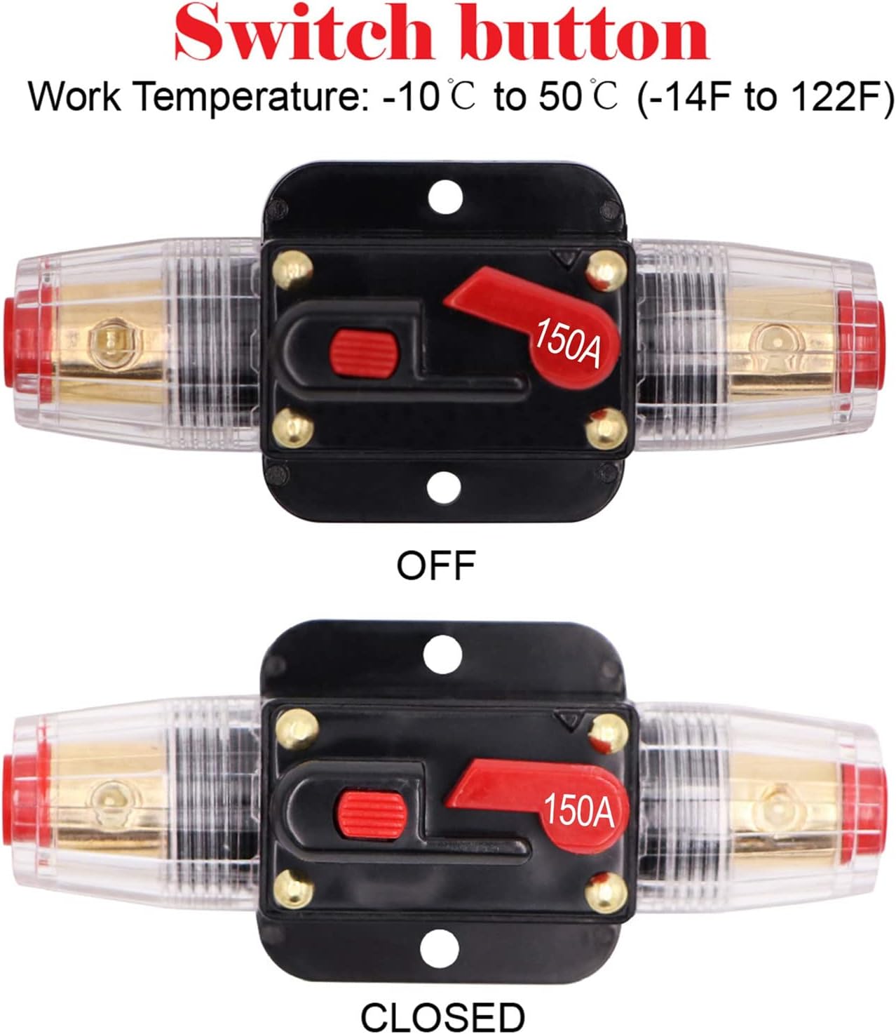 Disyuntor de 2 piezas de 50A 50A con portafusibles de reinicio manual para el audio de automóviles, embarcaciones marinas. Inversor de interruptor