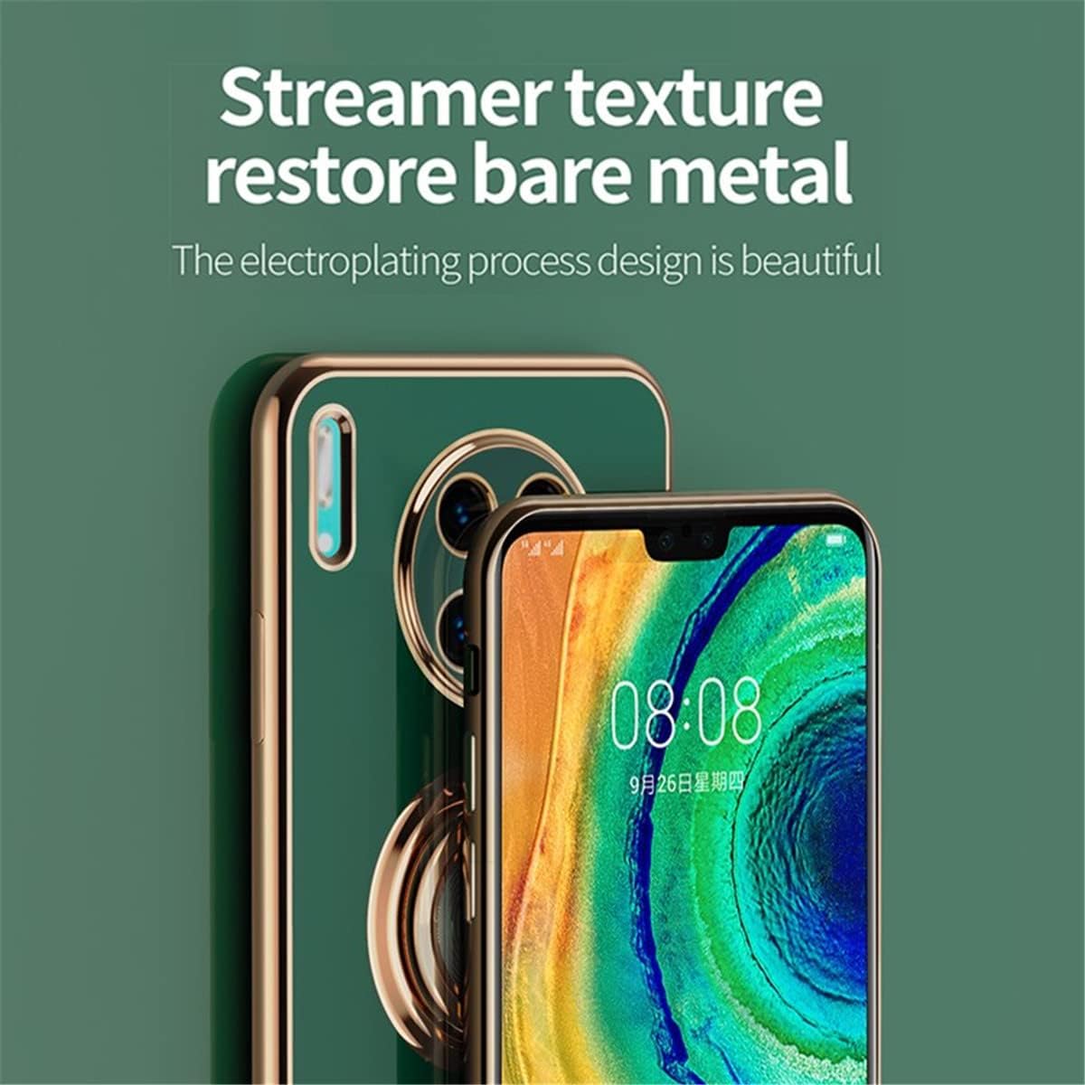 Funda brillante compatible con Huawei Mate 20 Pro, anillo magnético de silicona con soporte integrado, cubierta protectora de cuerpo completo a