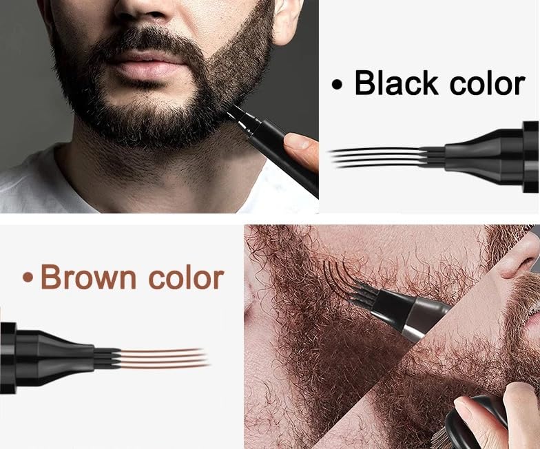 Bolígrafo de barba para hombre, resistente al agua, cepillo para barba y barba, cobertura de larga duración, acabado natural, forma de reparación de