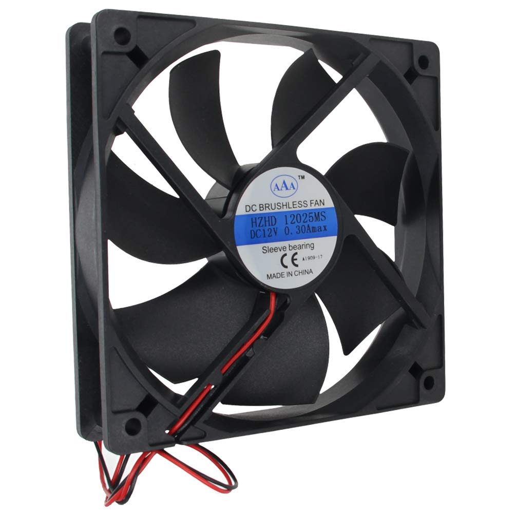 Othmro Radiadores de refrigeración sin escobillas ventilador negro 12V 3.6W 0.3A 4.724 in X 4.724 in X 0.984 in 12025MS 1PCS