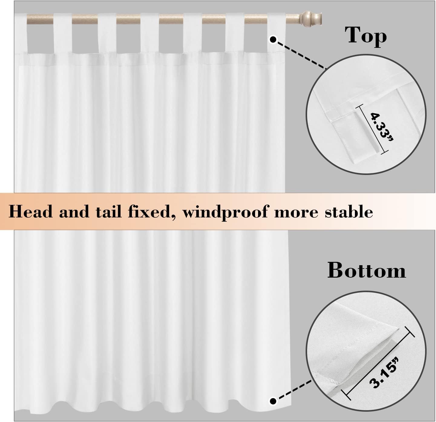 BONZER Cortinas exteriores impermeables para patio, con pestaña superior resistente a la intemperie, cortinas exteriores para porche, pérgola,