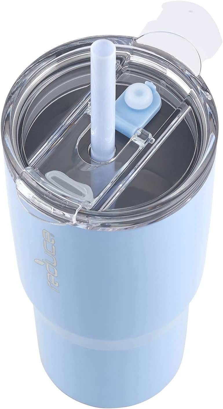 REDUCE Cold1 – Vaso de 24 onzas con tapa y pajita, vaso de acero inoxidable con aislamiento al vacío de doble pared que mantiene las bebidas frías