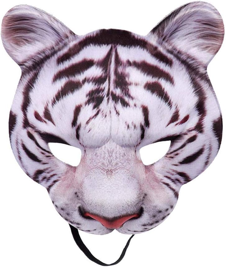 Máscara de media cara de tigre de Halloween, máscara de animal de cosplay para Halloween, fiesta de máscaras, disfraces, accesorios de cosplay