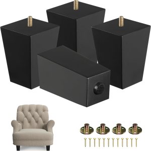 Yes4All Juego de 4 patas cuadradas de madera maciza color negro de 4 pulgadas, patas de muebles resistentes de capacidad de 800 libras con Yes4All Juego de 4 patas cuadradas de madera maciza color negro de 4 pulgadas, patas de muebles resistentes de capacidad de 800 libras con