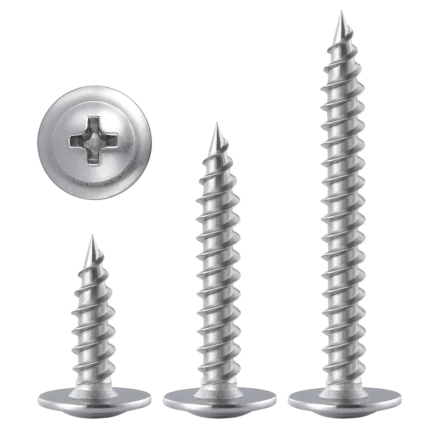 WensiLon #8 Phillips Truss Head Tornillos de madera Acero inoxidable 410 Quick Metal Autoperforantes Surtido Kit