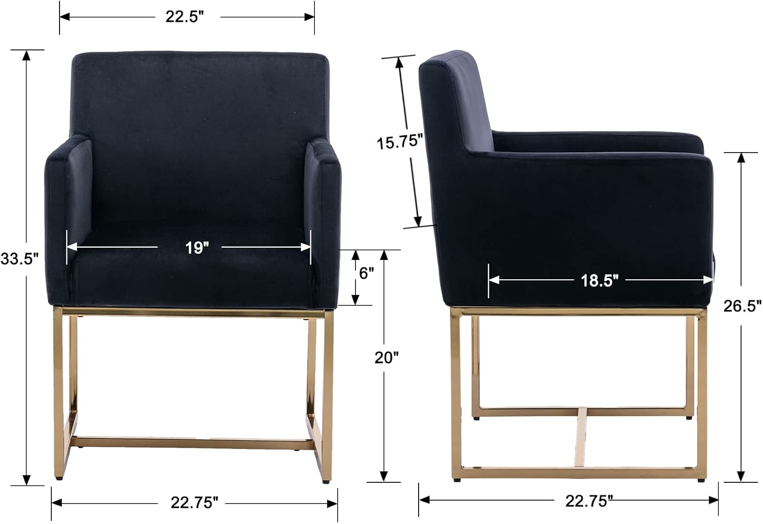 BESTANO – Juego de 2 sillas de comedor tapizadas de terciopelo con reposabrazos, sillones decorativos modernos de mediados de siglo, sillas modernas