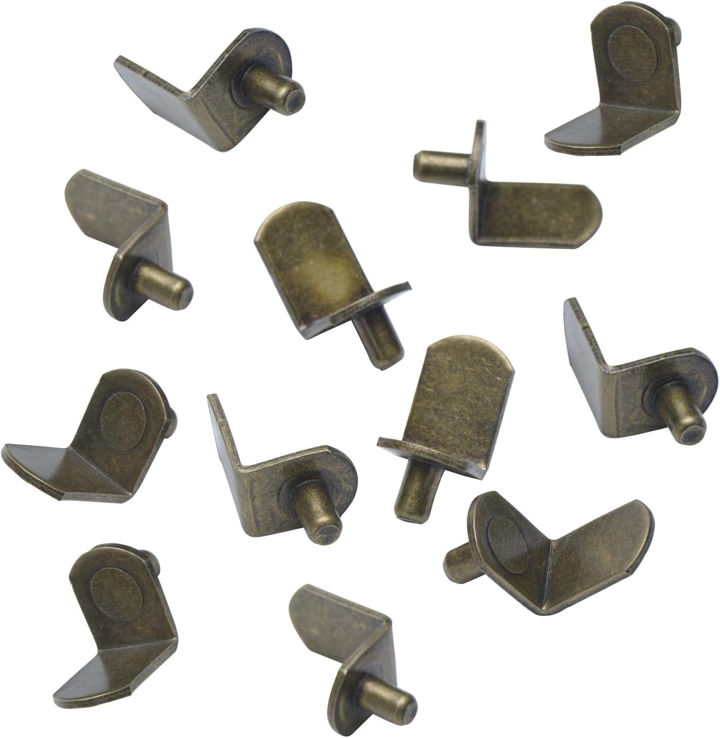 0.197 in (50 unidades) estilo soporte de gabinete clavijas de soporte  Clips en “L” para cocina y estantería  Latón antiguo