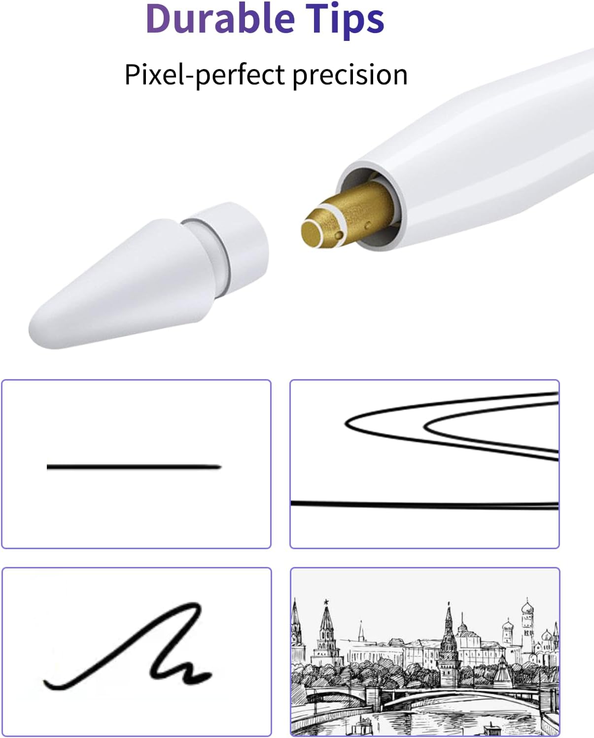 Tapa magnética, adaptador de carga, punta de repuesto y soporte para tapa, compatible con Apple Pencil 1 generación