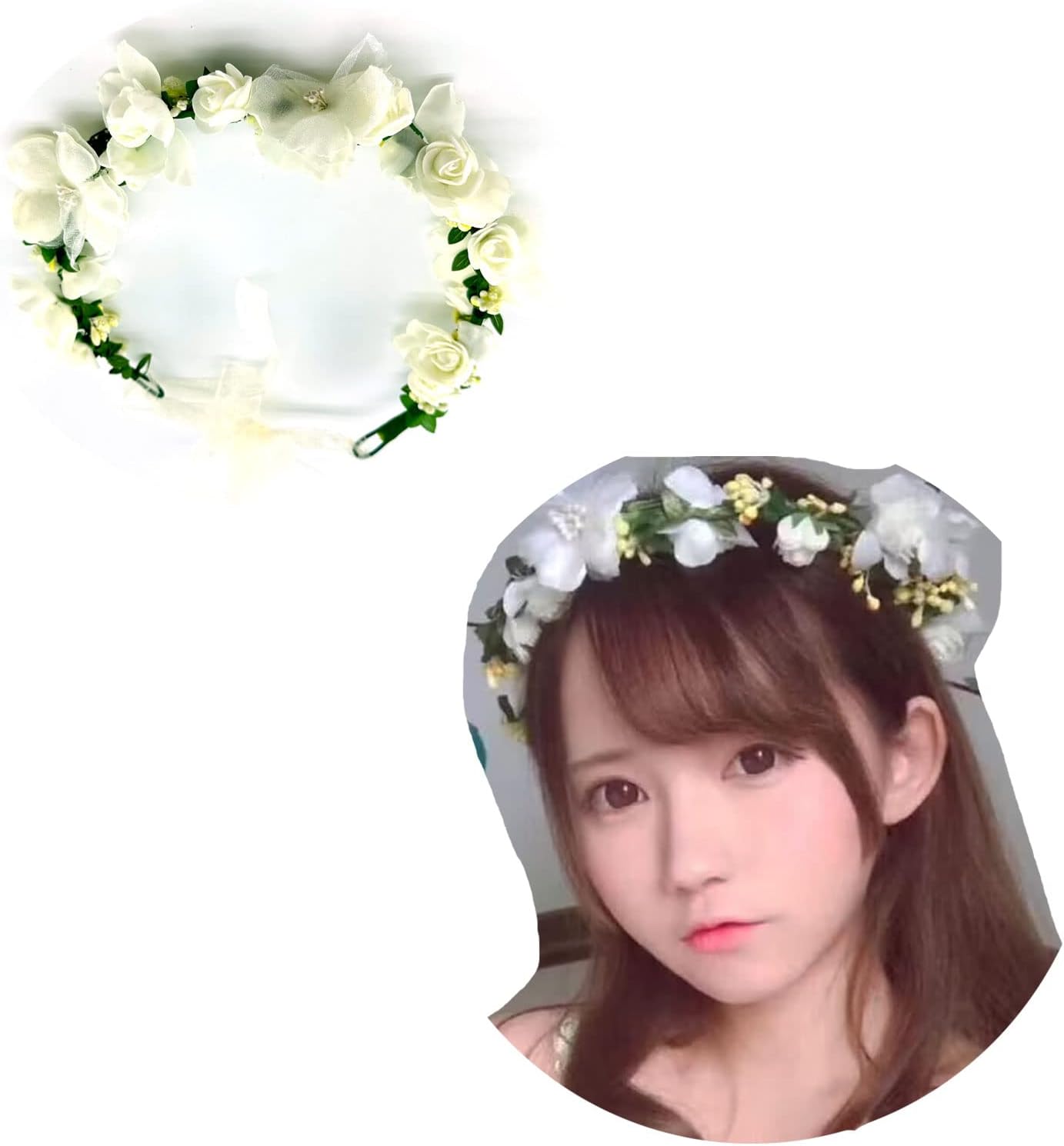 Tiara de flores moradas para mujer, piezas de pelo de boda para novias, corona de flores para niñas, diadema de flores blancas, accesorios para el