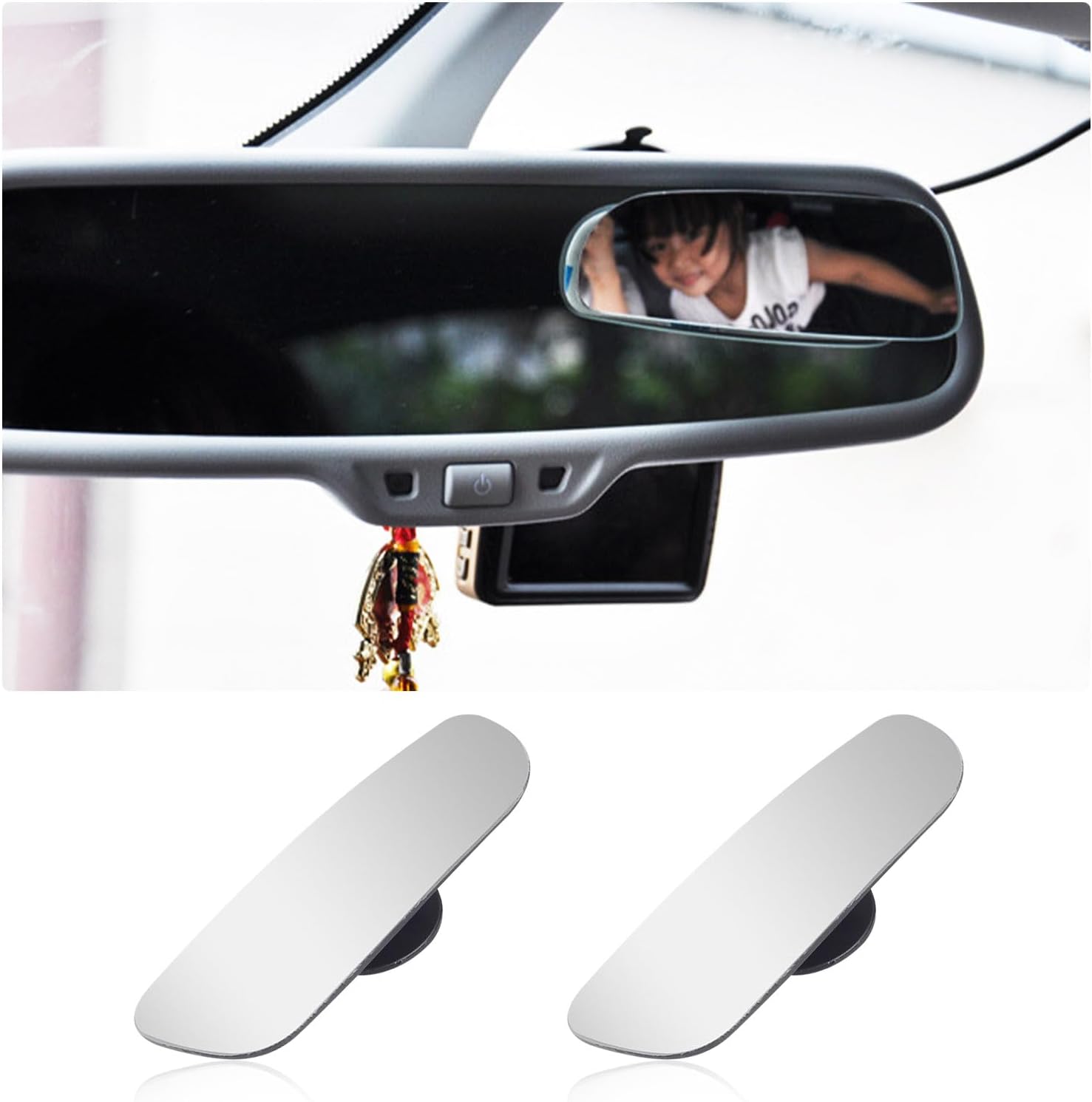 Kewucn 2 espejos de punto ciego para automóvil, espejo retrovisor convexo de vidrio HD sin marco, punto ciego gran angular con palo ajustable,