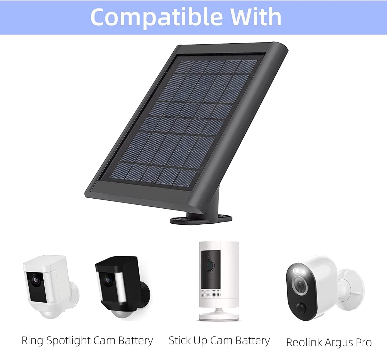 Ring Camera – Cargador de panel solar, paneles solares de 5 W para cámara Ring Stick Up CamRing Spotlight Cam BateríaSpotlight Cam PlusSpotlight Cam