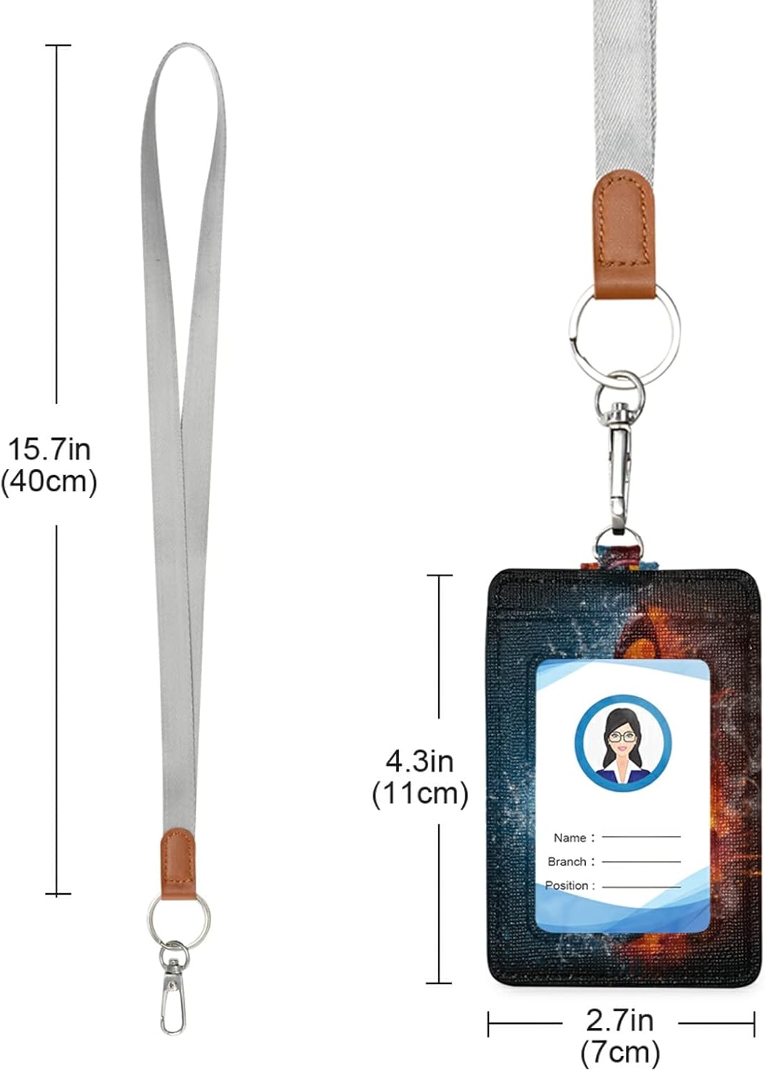 xigua Fire Music Note – Cartera de piel con 1 ventana para identificación, 2 ranuras para tarjetas y cordón para el cuello