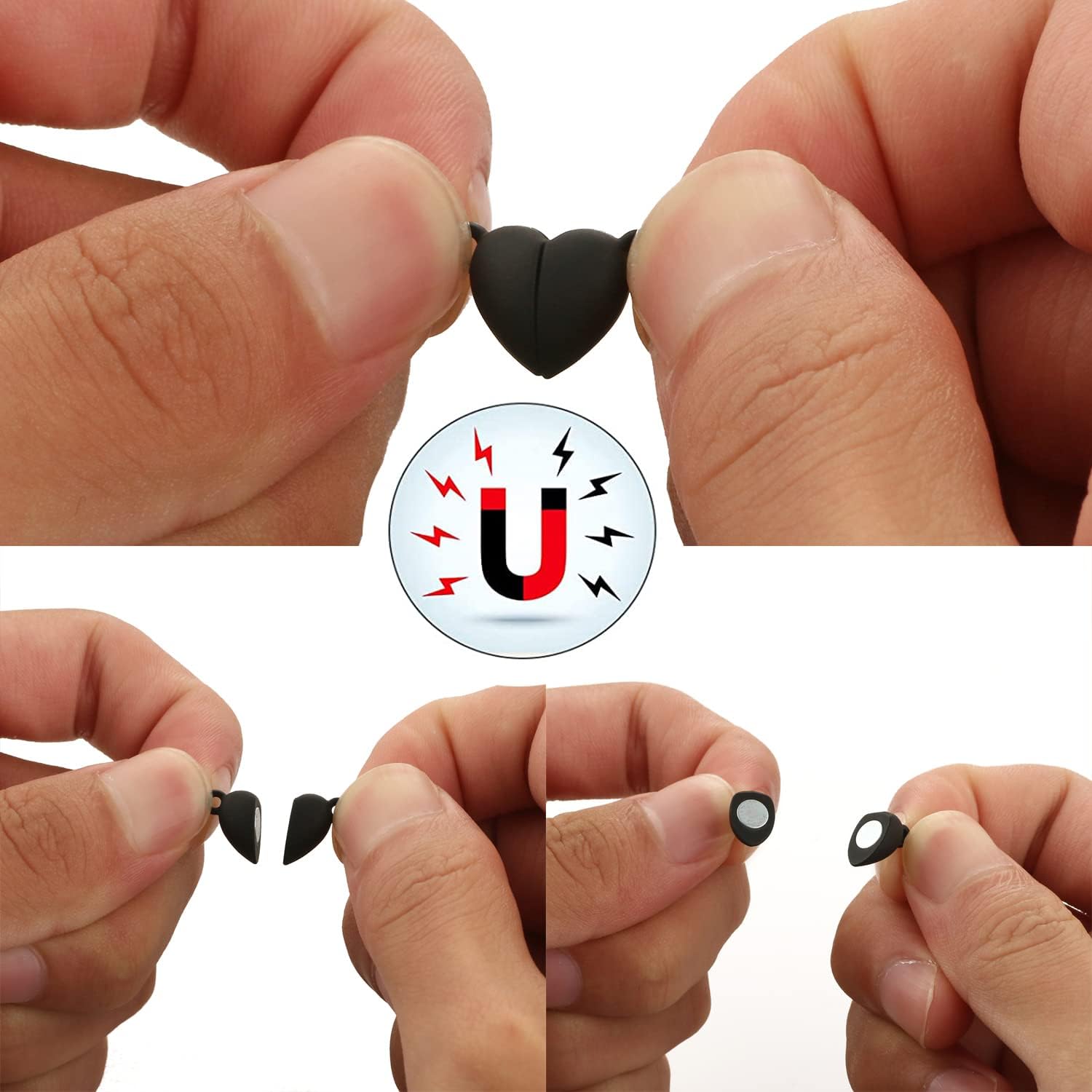 Cierres magnéticos para hacer joyas, 36 pares de cierres multicolores en forma de corazón conectados para hacer pulseras, collares, joyas, imán