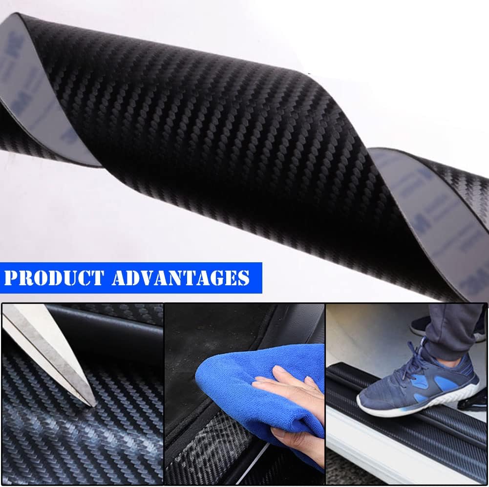 4 protectores de umbral de puerta de automóvil para Ford Focus, fibra de carbono gruesa, antiarañazos, protector de pedal de puerta de automóvil,