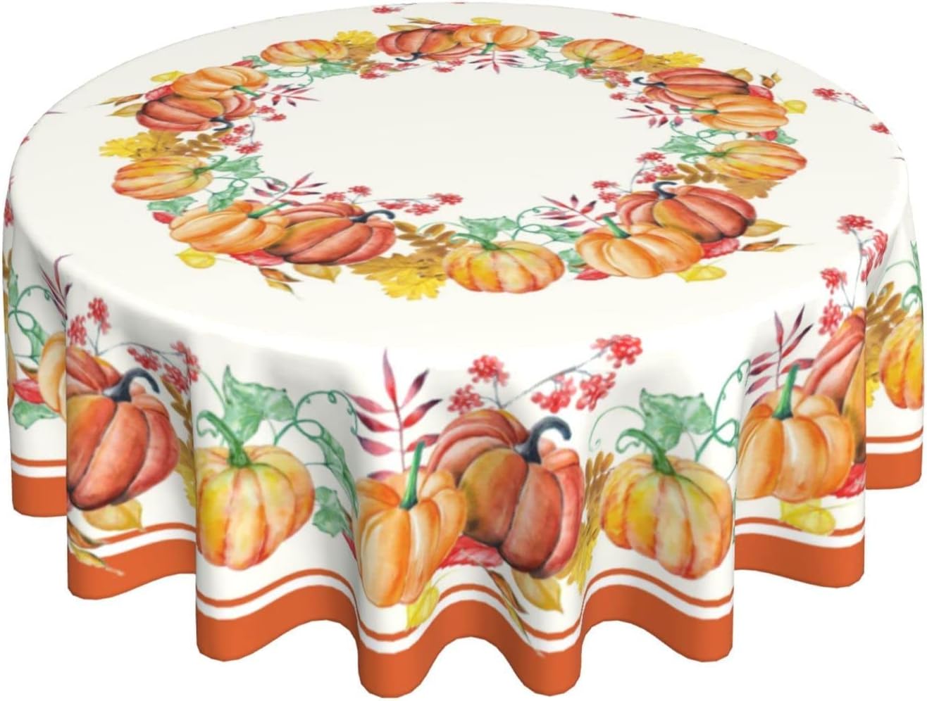 Mantel redondo de calabazas de otoño de 60 pulgadas, mantel de Acción de Gracias, hojas de arce, mantel impermeable para vacaciones, comedor,