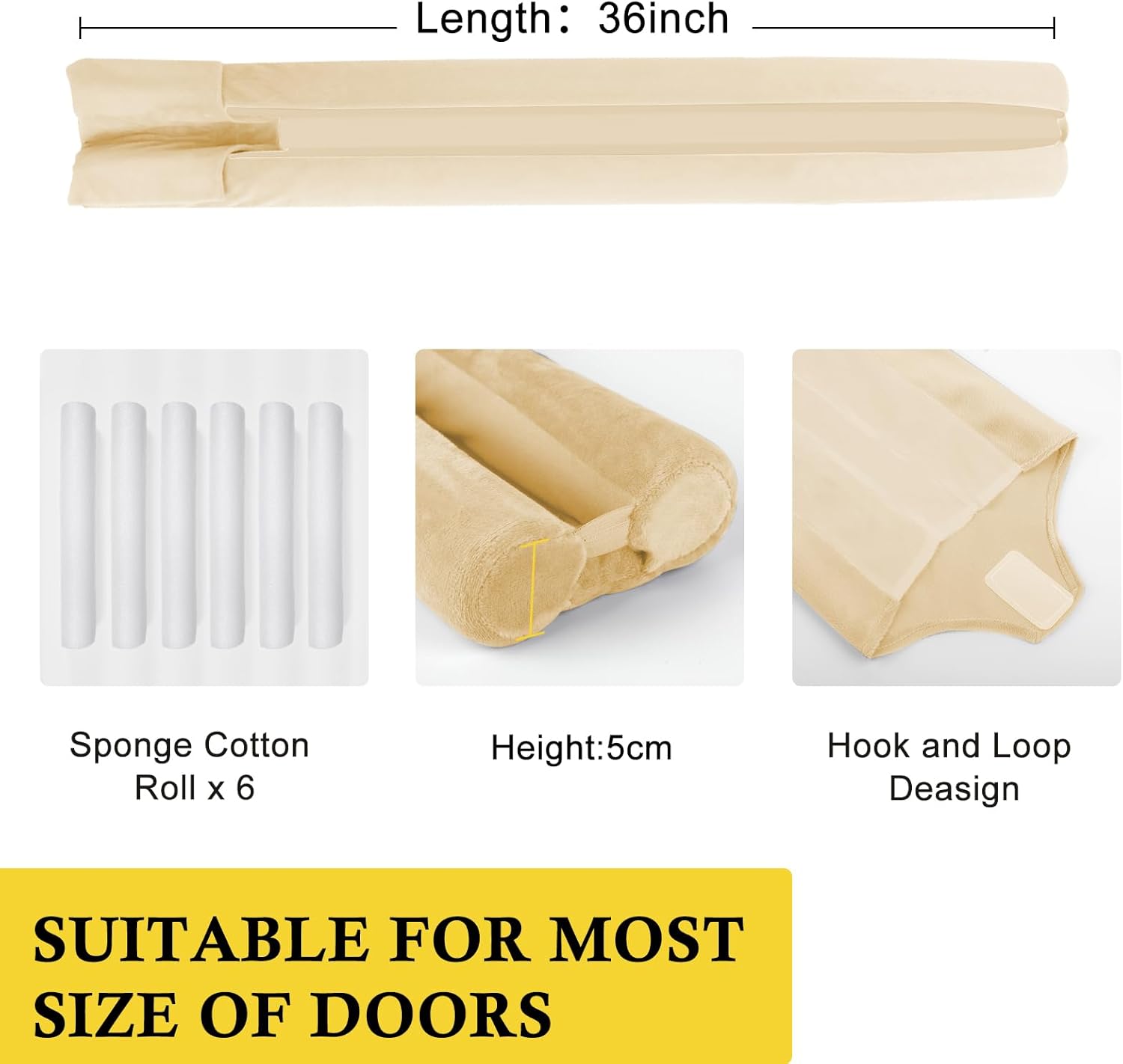 fowong Tope de puerta de doble cara con sello ajustable inferior de puertas de 30 a 36 pulgadas, tapa de bloqueo de corrientes de aire de puerta de