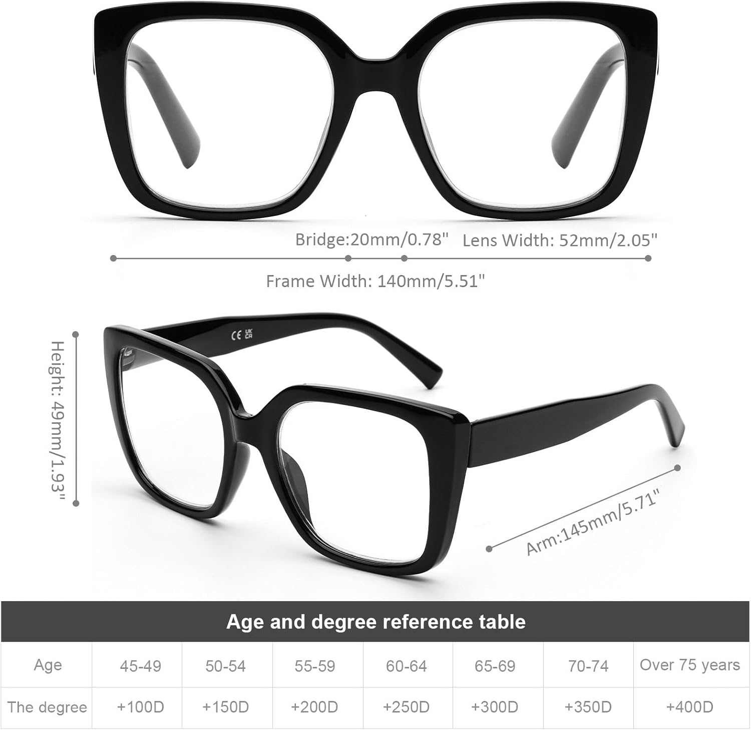 DOOViC Paquete de 3 lentes de lectura de gran tamaño para mujer, bloqueo de luz azul, cuadrados, elegantes lectores de computadora