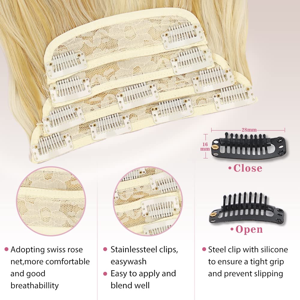 AISI BEAUTY Extensiones de cabello con pinzas, 4 piezas de 20 pulgadas, largo, ondulado, sintético, grueso, extensiones de cabello natural para