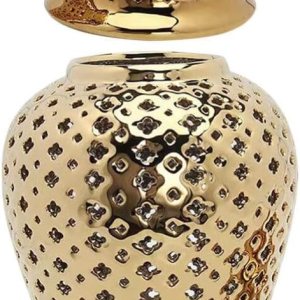 Tarro de jengibre hueco con tapa, tarro de jengibre perforado de cerámica tallado celosía decorativo tarro de templo recortado jarrones de flores de Tarro de jengibre hueco con tapa, tarro de jengibre perforado de cerámica tallado celosía decorativo tarro de templo recortado jarrones de flores de