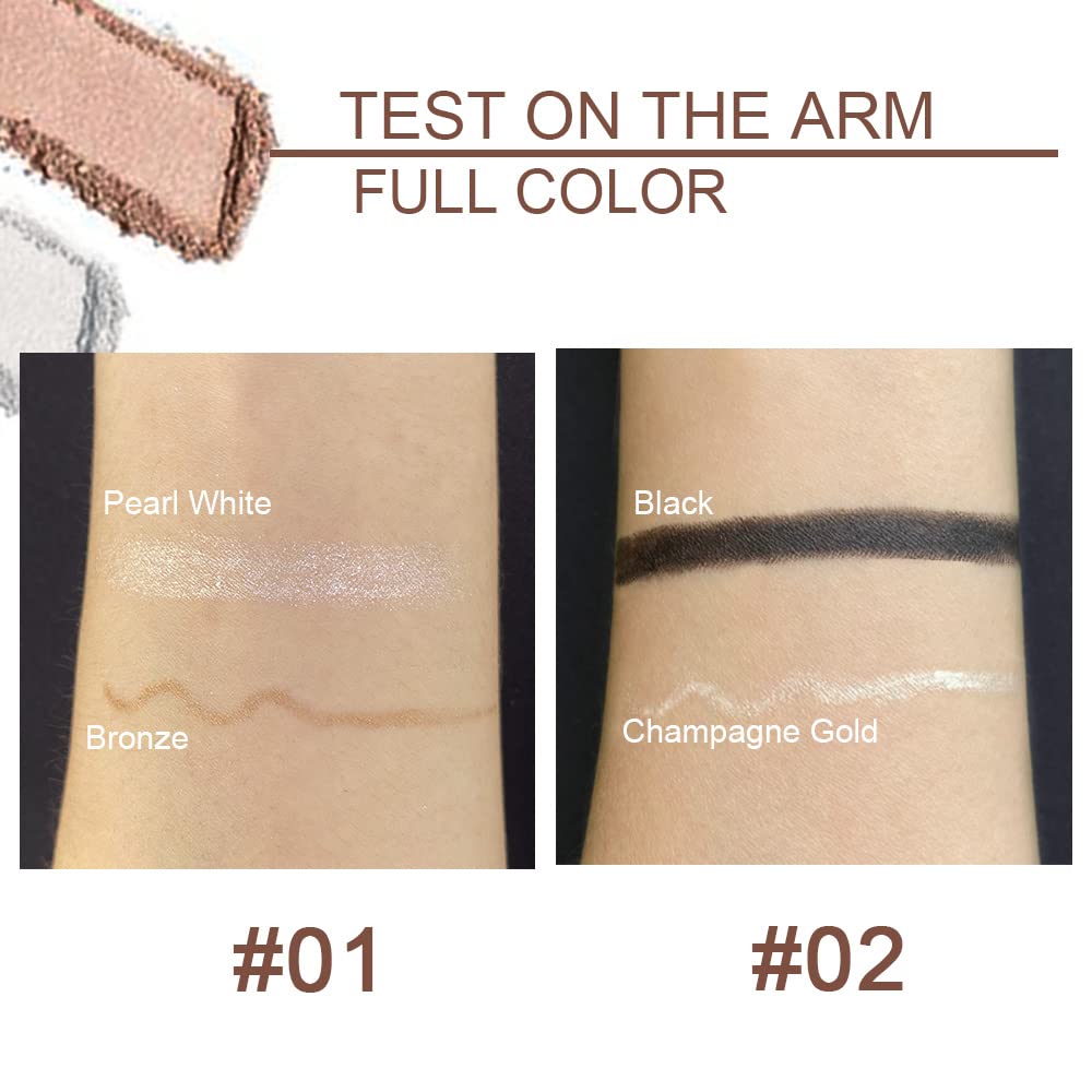 evpct 2 lápices de sombra de ojos en barra y color blanco perla brillante y lápiz delineador de ojos bronce, sombra de ojos en barra y lápiz