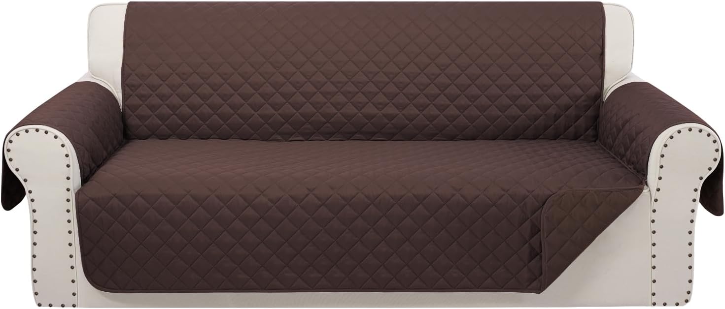 Luxshare Home Reversible Sofa Covers Couch Cover Furniture Protector for Dogs Elastic Straps Water Resistant(Sofa,ChocolateChocolate)
