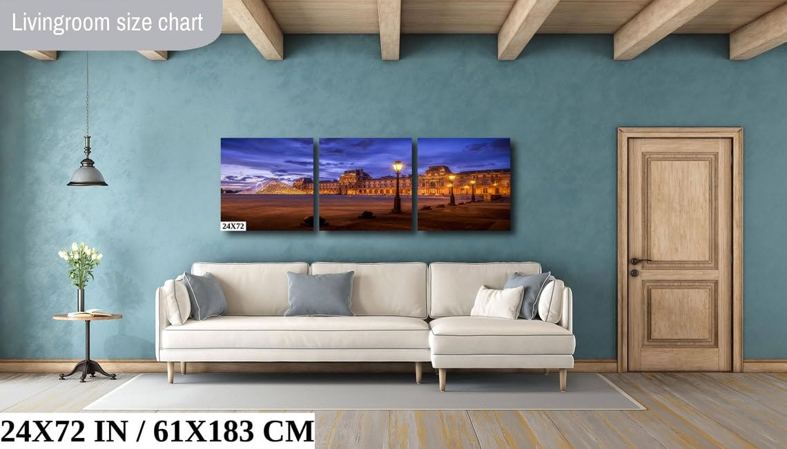 Louvre Pyramid, Paris Architecture Print, Paris Wall Art, Paris Travel Poster – PrintCanvasAcrylicMetal (Canvas Print, 16×20 Inches)