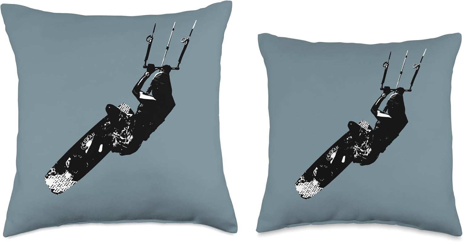 Kitesurf Gifts and Surf Lover Tees by taiche Kitesurfing Lover Illustration Throw Pillow, 18×18, Multicolor