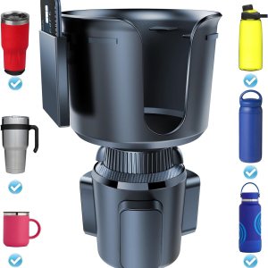 Expansor de portavasos para taza de automóvil de 3.02 a 4.62 pulgadas, con organizador de tarjetas y base ajustable, fijación magnética, compatible Expansor de portavasos para taza de automóvil de 3.02 a 4.62 pulgadas, con organizador de tarjetas y base ajustable, fijación magnética, compatible