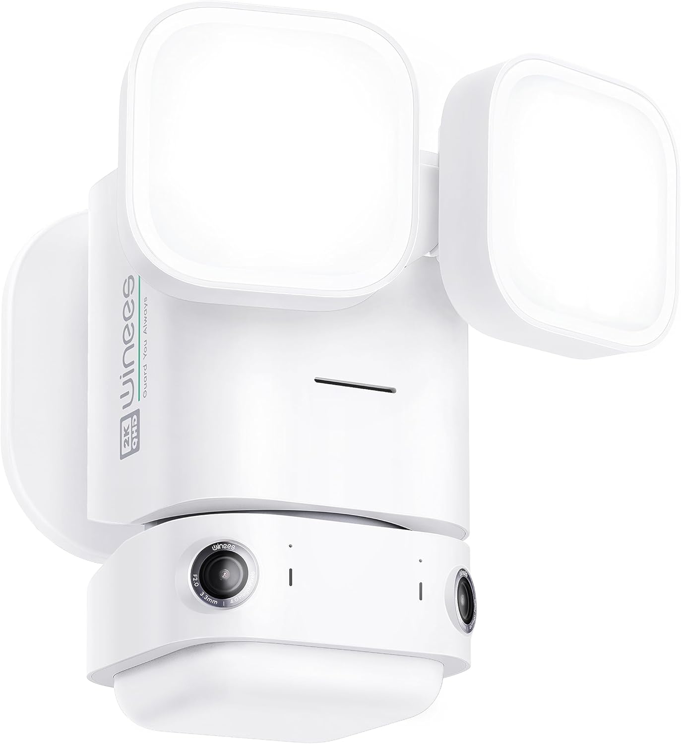 winees Cámara de seguridad con reflector, cámara de seguridad inteligente con cable 2K QHD IP65 para exteriores, visión nocturna a color, FOV de 180
