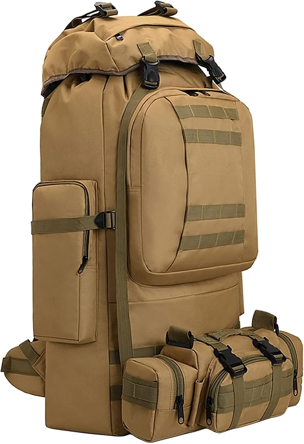 Mochila Molle para acampar de 100 litros, mochila militar para mochileros, Caqui-b, M, Mochila de senderismo