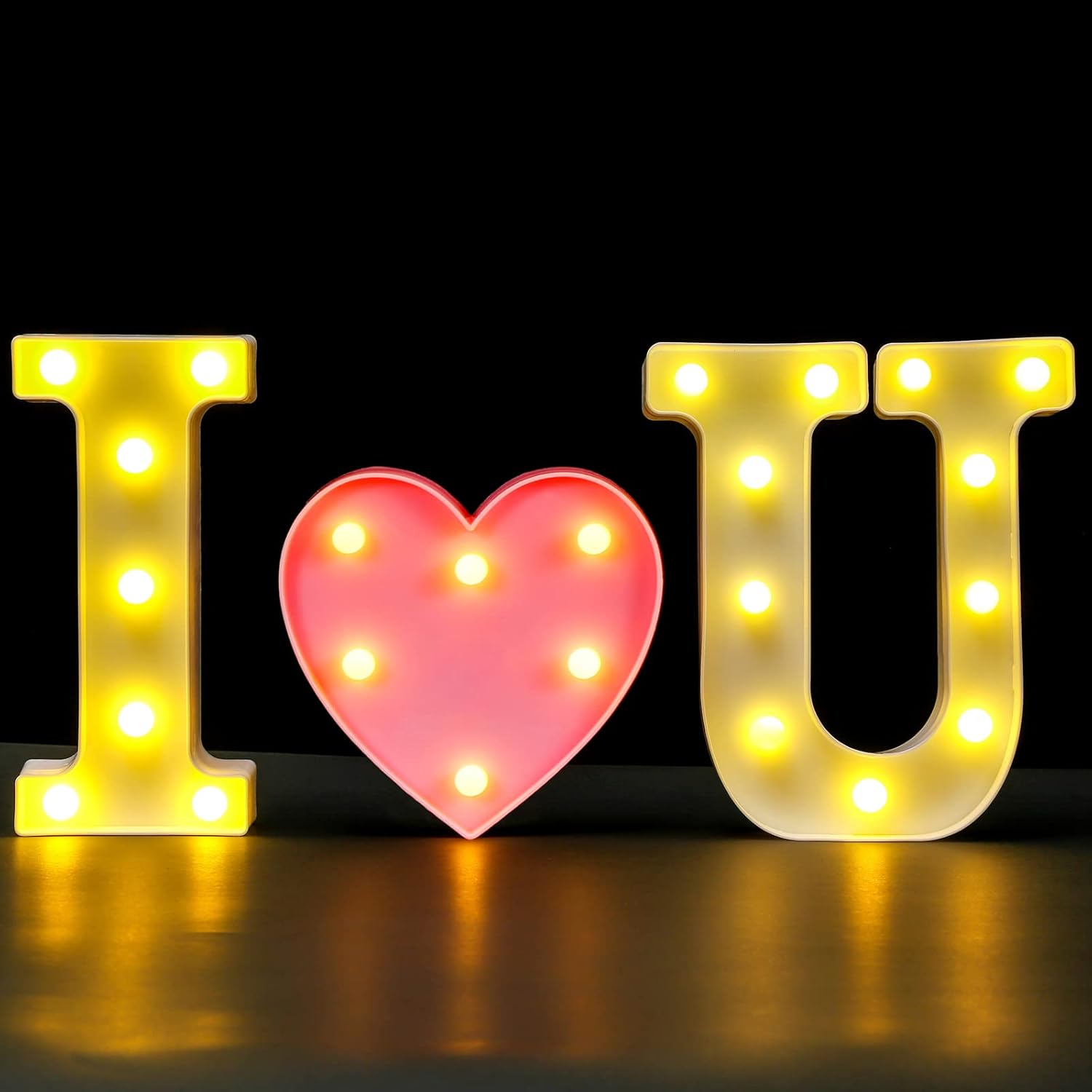 Letras iluminadas de marquesina  Letrero de luz LED para decoración de propuesta, compromiso, boda, cumpleaños, hogar, mesa, decoración de corazón