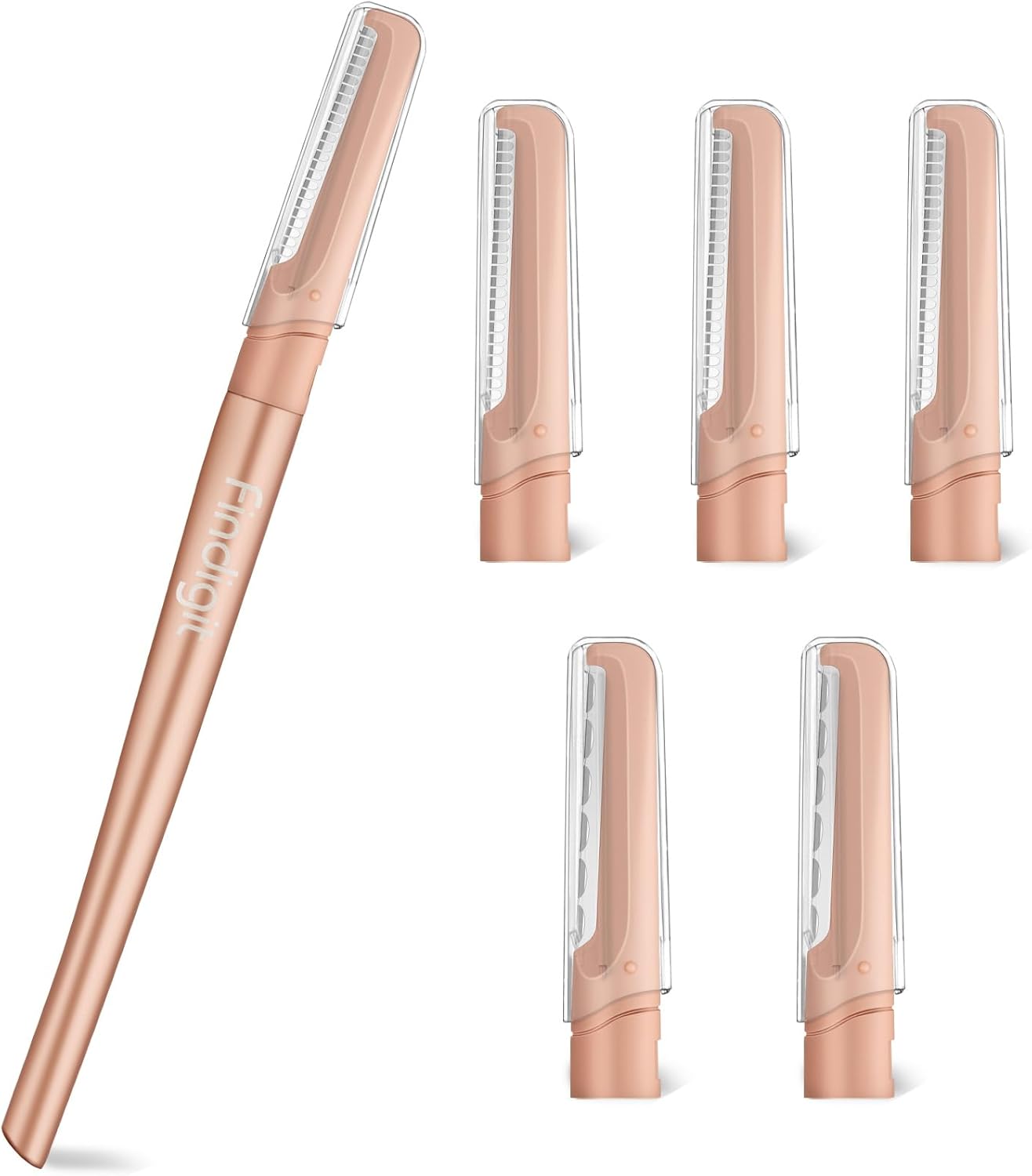Findigit Herramienta de dermaplaning para cara con 6 cuchillas de recambio, maquinilla de afeitar Dermaplane, removedor de pelusas de melocotón,