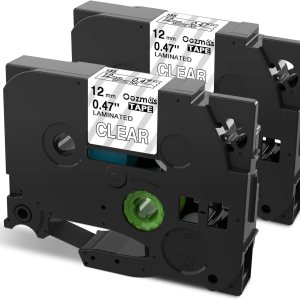 Oozmas Cinta de etiquetas de repuesto compatible para TZe-135 TZ135 compatible con Brother P-Touch blanco sobre cinta transparente de 12 pulgada, Oozmas Cinta de etiquetas de repuesto compatible para TZe-135 TZ135 compatible con Brother P-Touch blanco sobre cinta transparente de 12 pulgada,