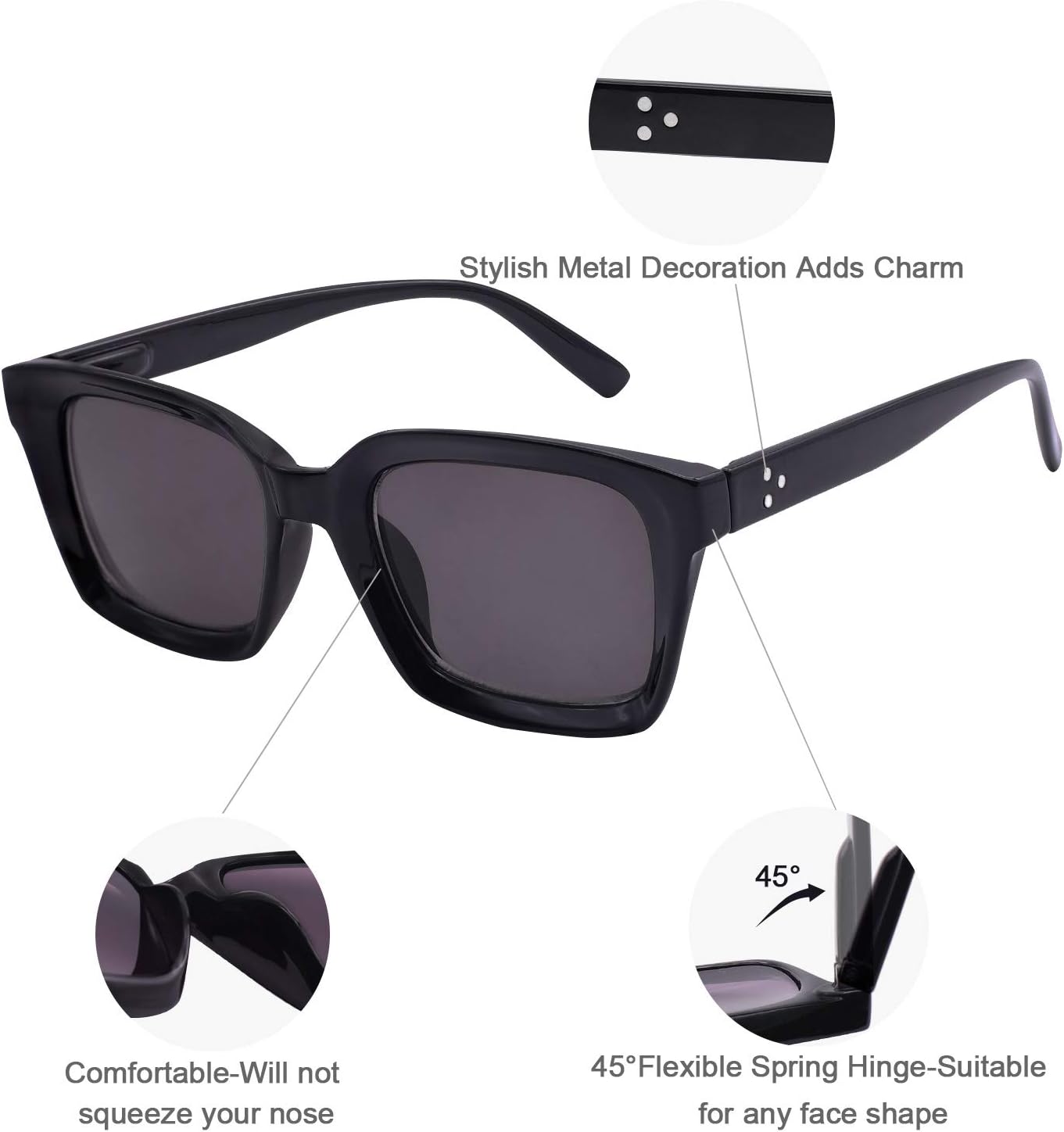 MARE AZZURO Gafas de sol para mujer, con protección UV, gafas de lectura de 50, 75, 100, 125, 150, 175, 200, 225, 250, 275, 300, 325, 325, 350, 375,