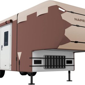 Cubierta de caravana de 5 rueda, resistente al viento, para caravana de 34 a 37 pies con 6 parches adhesivos de reparación de cubierta de canalón, Cubierta de caravana de 5 rueda, resistente al viento, para caravana de 34 a 37 pies con 6 parches adhesivos de reparación de cubierta de canalón,