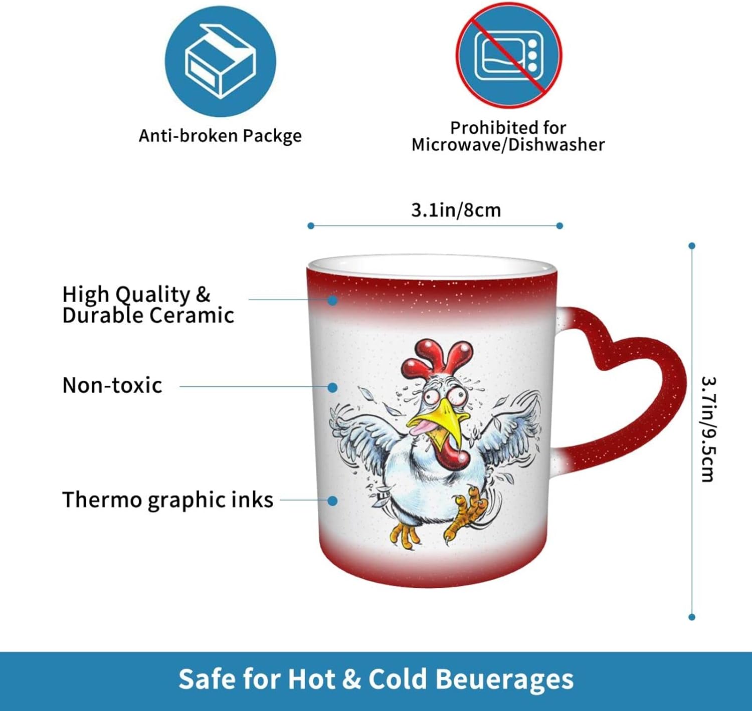 Funny Chicken Mug Coffee cup Tea cup Funny mug Unique ceramic mug for Present Idea Gifts