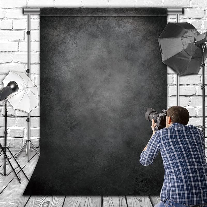 Telón de fondo abstracto de tela suave de 5 x 7 pies, color negro oscuro, con bolsillo para poste, retratos de recién nacidos, fotos a la cabeza,