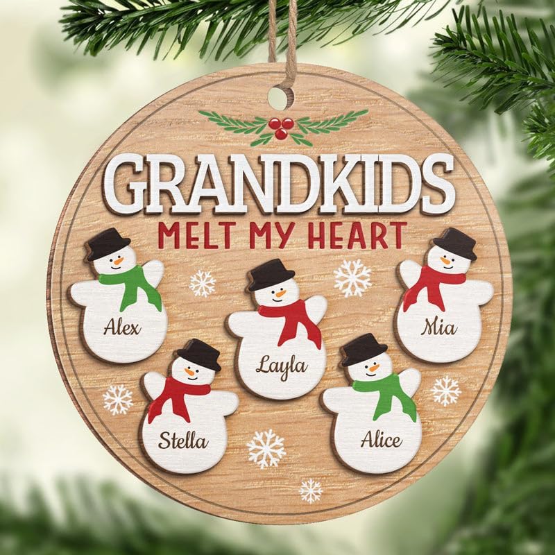 Pawfect House Grandkids Melt My Heart Adornos de Navidad, regalos para abuelos, regalos de abuela, decoraciones de árbol de Navidad, adornos de