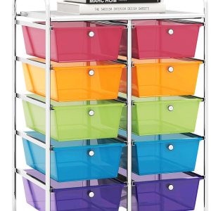 RELAX4LIFE Carrito de almacenamiento rodante con 10 cajones, carrito de almacenamiento para manualidades con ruedas bloqueables, carrito utilitario, RELAX4LIFE Carrito de almacenamiento rodante con 10 cajones, carrito de almacenamiento para manualidades con ruedas bloqueables, carrito utilitario,