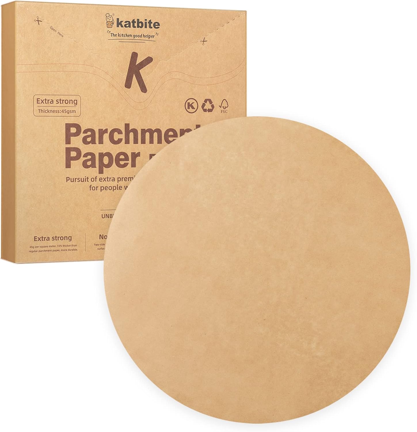 Katbite 200 círculos de papel pergamino de 9 pulgadas, sin blanquear y antiadherentes, círculos de pergamino precortados para moldes de primavera de