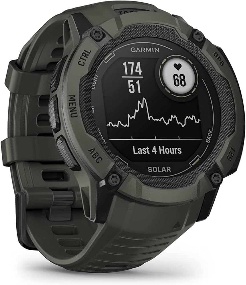 Garmin 010-02805-15 Instinct 2X Solar Rugged GPS Smartwatch Moss Bundle con Deco Essentials Paquete de 2 pulseras tácticas de emergencia paracord