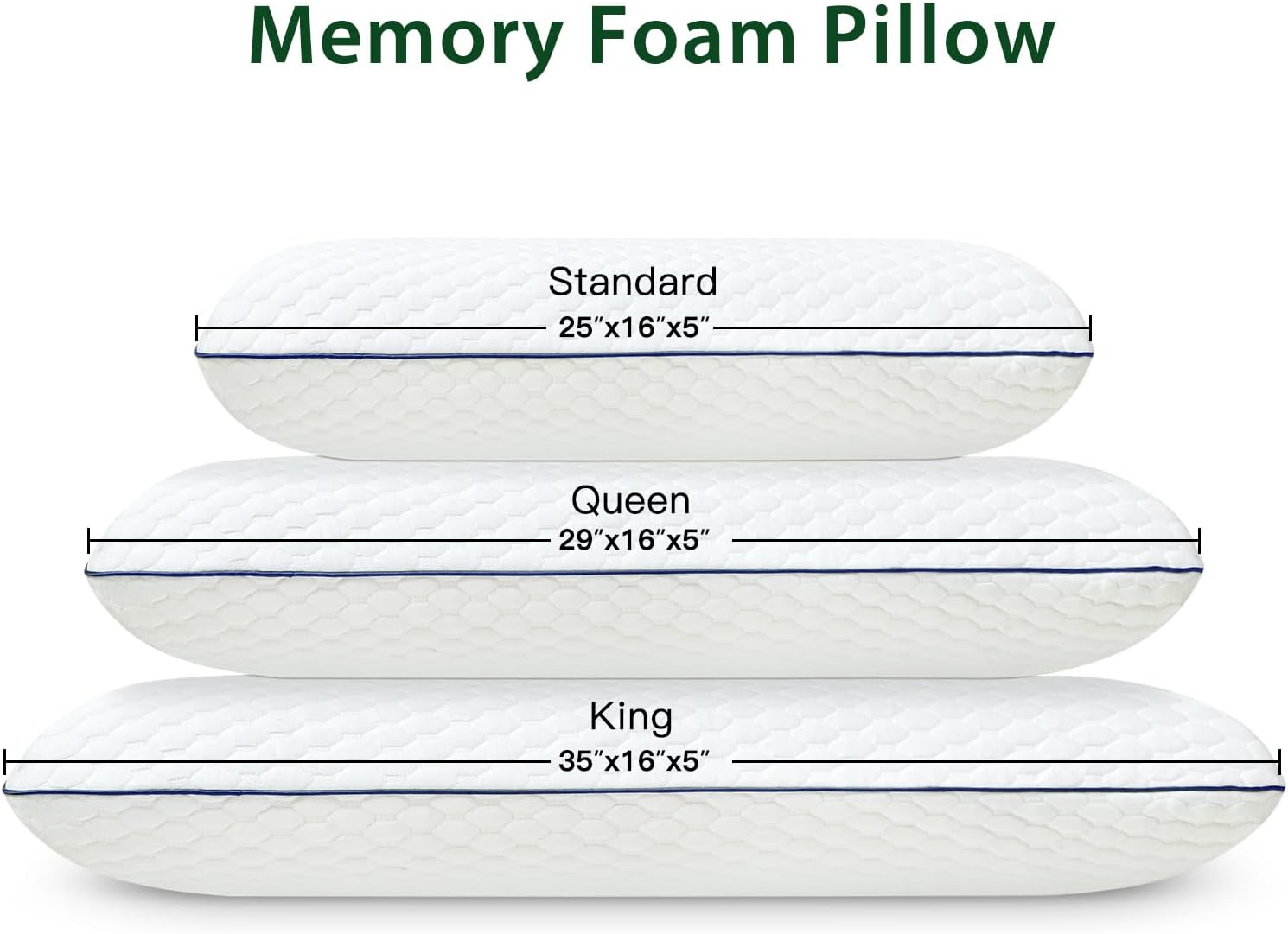 OTOSTAR Almohada de espuma viscoelástica, almohada de cama refrescante y ventilada con funda de almohada refrescante lavable, almohada de espuma