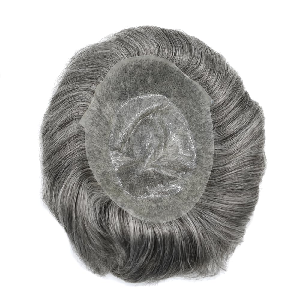 Sistema de cabello natural para hombre, tupé de piel ultrafina para hombres, no quirúrgico, súper delgado, polivinílico, todo en V, pieza de cabello