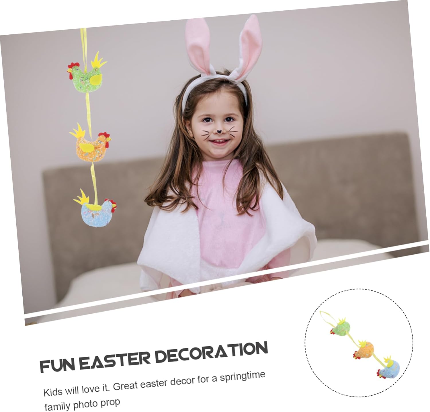 Garneck Cestas de conejo, decoración de conejo, decoración de conejo, decoración de Pascua, decoración de pollo, decoración colgante,